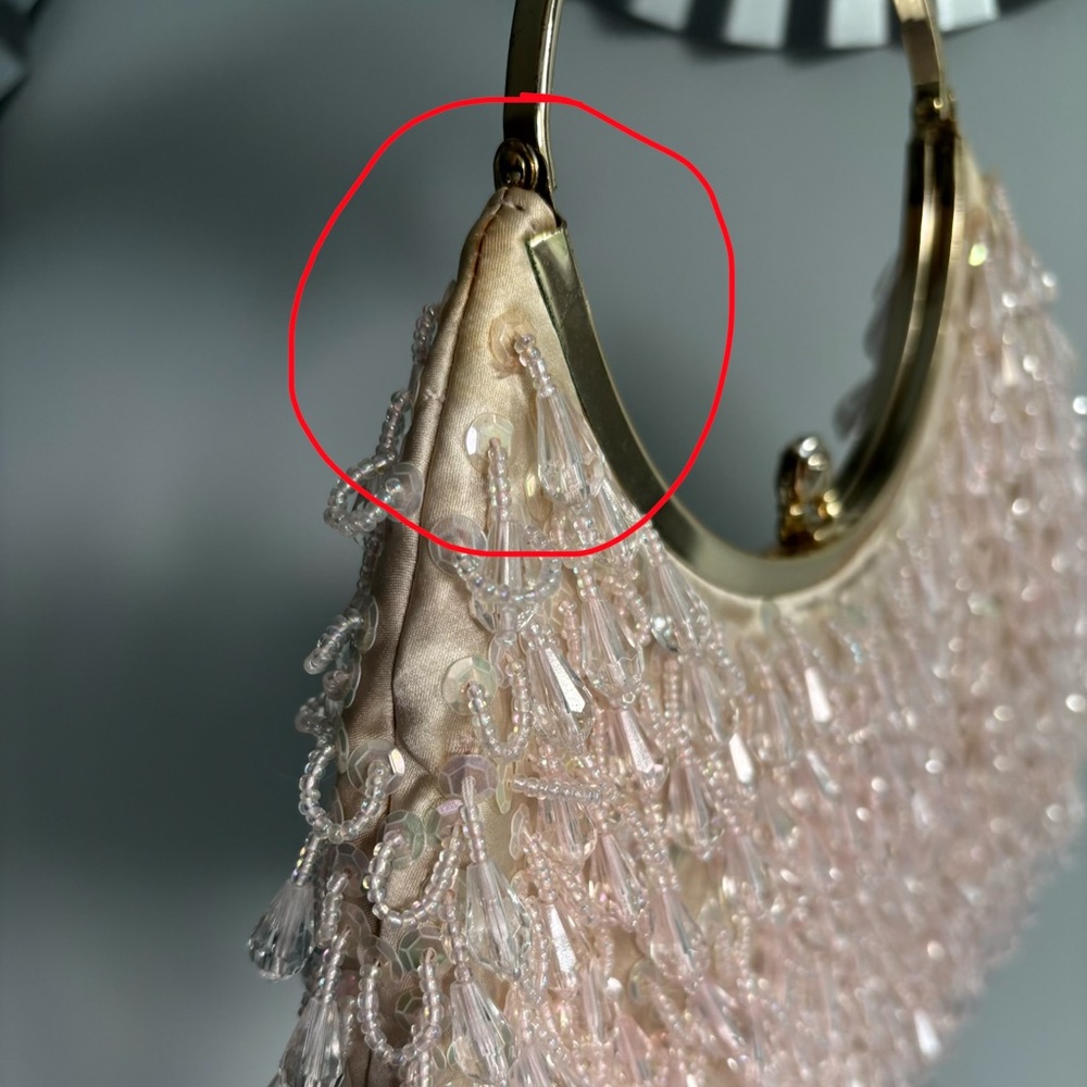 Banana Republic Elegant Pale Pink Beaded Silk Evening Bag - Picture 13 of 16